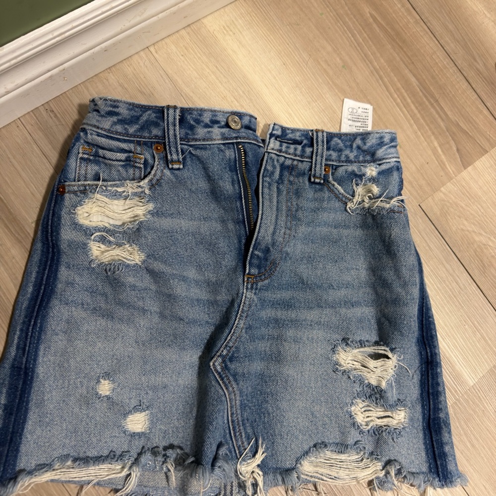 Abercrombie & Fitch Ripped Blue Mini Skirt